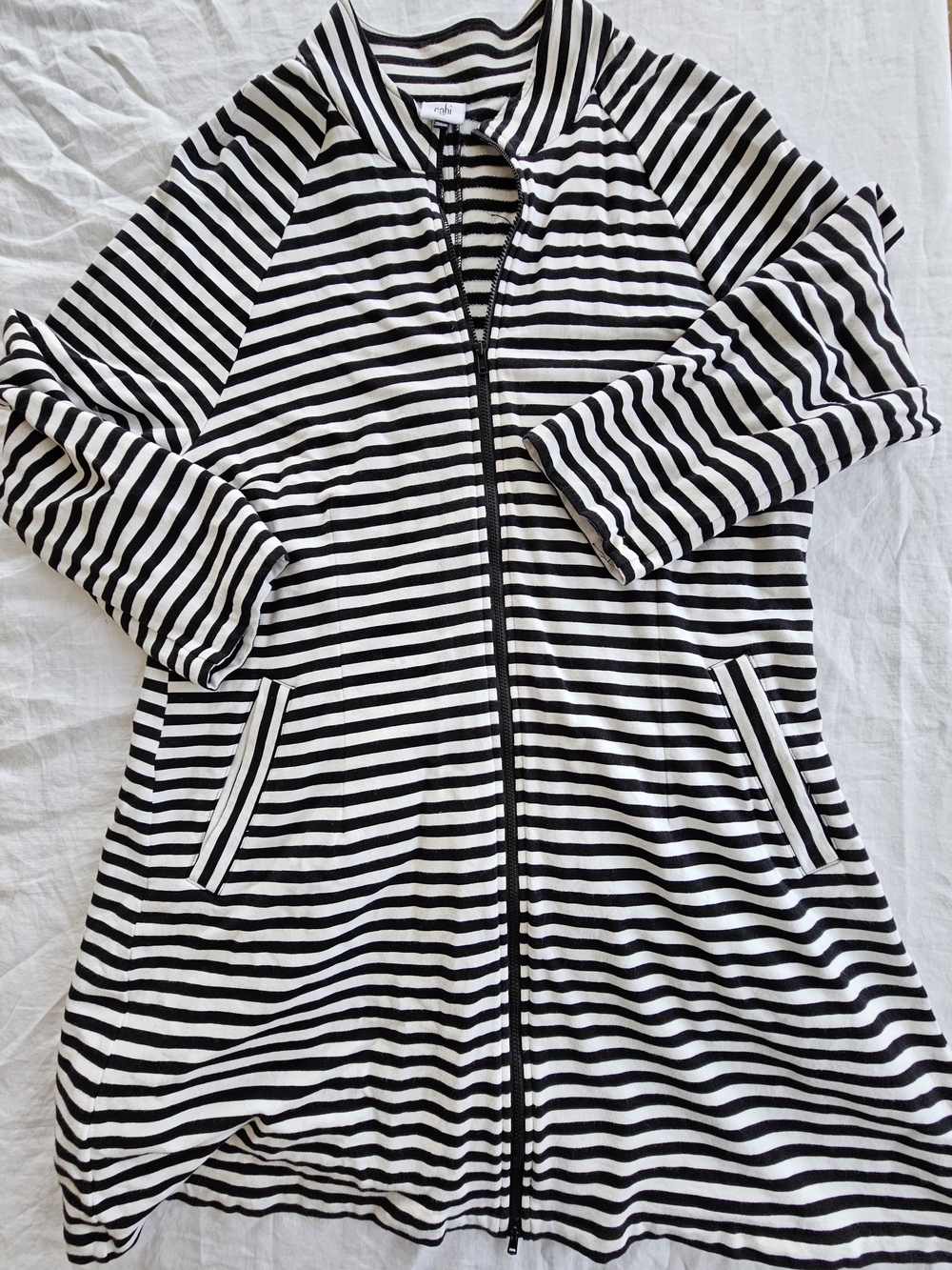 Cabi Striped Zip-Front Women's Jacket - Black & White Size XL